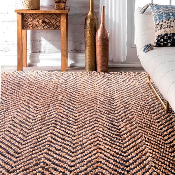 Vania Chevron Jute Navy 5 ft. x 8 ft. Area Rug by nuLOOM